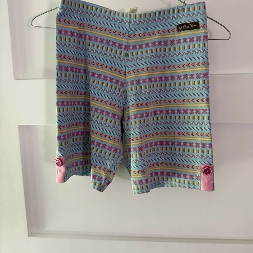 New Matilda Jane Blue and Pink Bermuda Shorts with Geometric Pattern